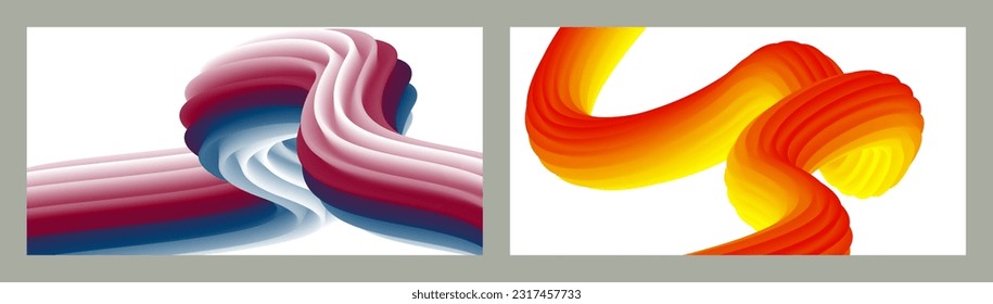 Abstract volumetric background. Cords. set of two illustrations. Toothpaste in a tube. Minimalism. Creative modern background. Cover design, wallpaper, background. eps vector.