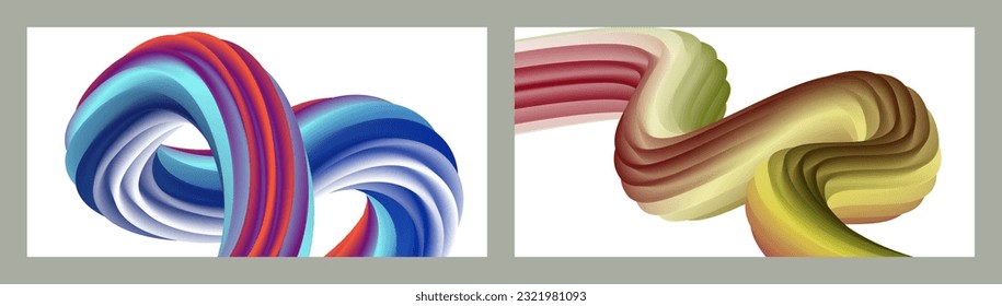 Abstract volumetric background. Cords. set of two illustrations. Toothpaste in a tube. Minimalism. Creative modern background. Cover design, wallpaper, background. eps vector.