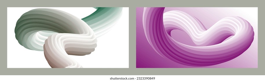 Abstract volumetric background. Cords. set of two illustrations. Toothpaste in a tube. Minimalism. Creative modern background. Cover design, wallpaper, background. eps vector.