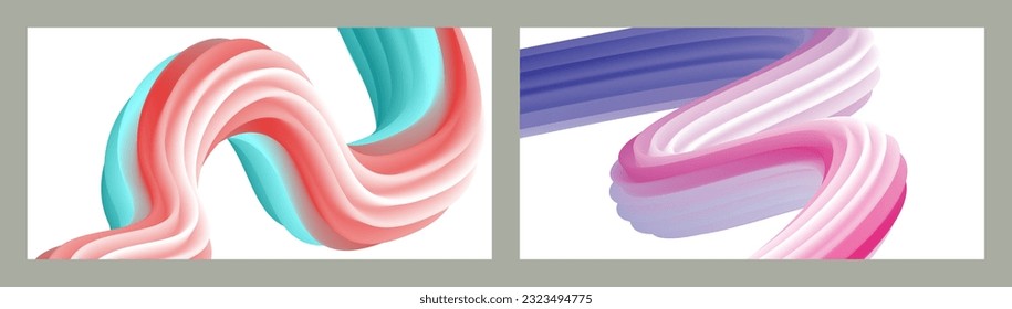 Abstrakter volumetrischer Hintergrund. Akkorde. zwei Illustrationen. Zahnpasta in einer Tube. Minimalismus. Kreativer, moderner Hintergrund. Deckendesign, Tapete, Hintergrund. eps, Vektor.