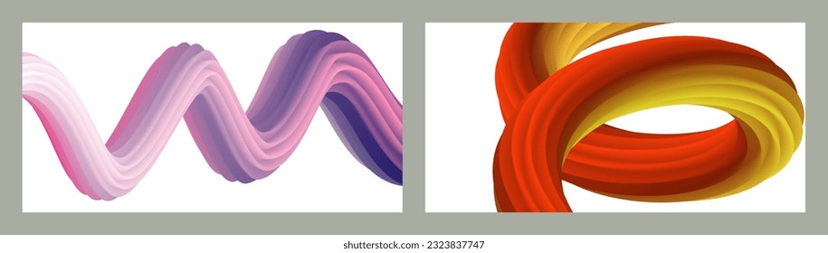 Abstract volumetric background. Cords. set of two illustrations. Toothpaste in a tube. Minimalism. Creative modern background. Cover design, wallpaper, background. eps vector.