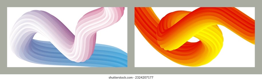 Abstract volumetric background. Cords. set of two illustrations. Toothpaste in a tube. Minimalism. Creative modern background. Cover design, wallpaper, background. eps vector.