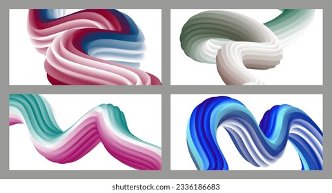 Resumen de fondo volumétrico. Cables. conjunto de cuatro ilustraciones. Pasta dental en un tubo. Minimalismo. Marco creativo y moderno. Diseño de portada, fondo de pantalla. vector eps.