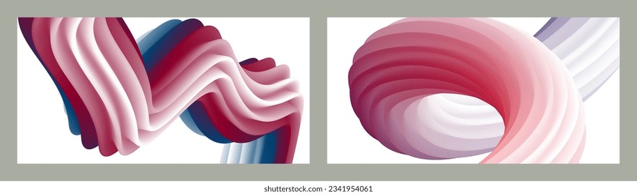 Abstract volumetric background. Cords. set of two illustrations. Toothpaste in a tube. Minimalism. Creative modern background. Cover design, wallpaper, background. eps vector.