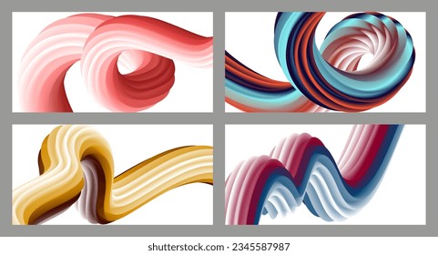 Resumen de fondo volumétrico. Cables. conjunto de cuatro ilustraciones. Pasta dental en un tubo. Minimalismo. Marco creativo y moderno. Diseño de portada, fondo de pantalla. vector eps.