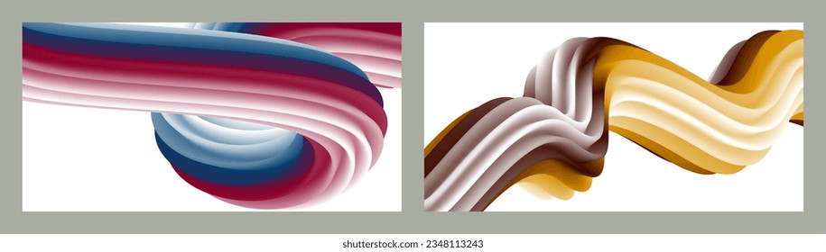 Abstract volumetric background. Cords. set of two illustrations. Toothpaste in a tube. Minimalism. Creative modern background. Cover design, wallpaper, background. eps vector.