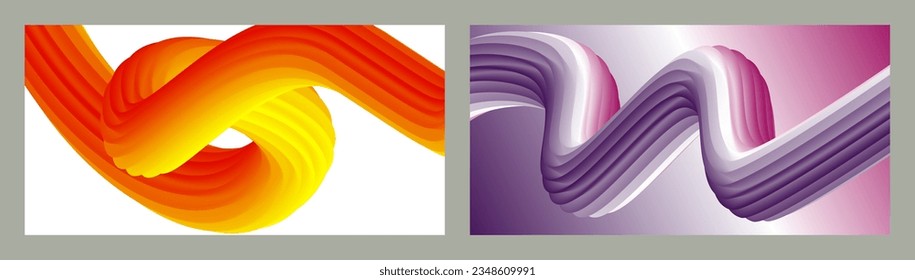 Abstract volumetric background. Cords. set of two illustrations. Toothpaste in a tube. Minimalism. Creative modern background. Cover design, wallpaper, background. eps vector.