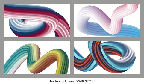 Abstract volumetric background. Cords. set of four illustrations. Toothpaste in a tube. Minimalism. Creative modern background. Cover design, wallpaper, background. eps vector.