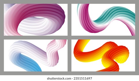 Resumen de fondo volumétrico. Cables. conjunto de cuatro ilustraciones. Pasta dental en un tubo. Minimalismo. Marco creativo y moderno. Diseño de portada, fondo de pantalla. vector eps.