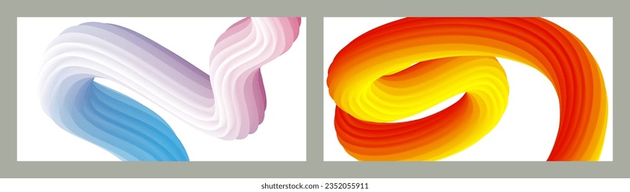 Abstract volumetric background. Cords. set of two illustrations. Toothpaste in a tube. Minimalism. Creative modern background. Cover design, wallpaper, background. eps vector.