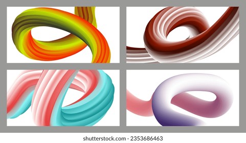 Abstract volumetric background. Cords. set of four illustrations. Toothpaste in a tube. Minimalism. Creative modern background. Cover design, wallpaper, background. eps vector.
