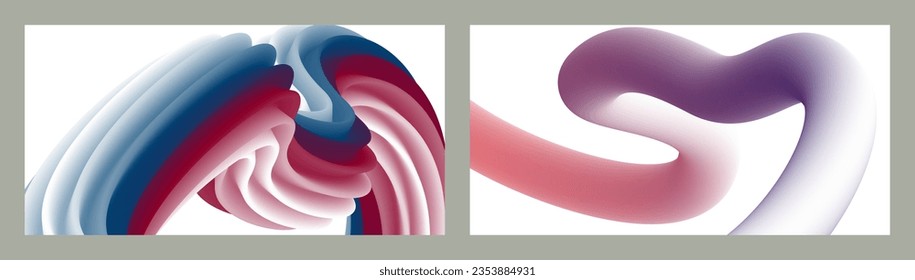 Abstract volumetric background. Cords. set of two illustrations. Toothpaste in a tube. Minimalism. Creative modern background. Cover design, wallpaper, background. eps vector.