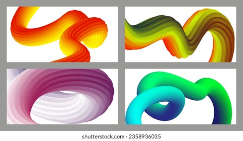 Abstract volumetric background. Cords. set of four illustrations. Toothpaste in a tube. Minimalism. Creative modern background. Cover design, wallpaper, background. eps vector.