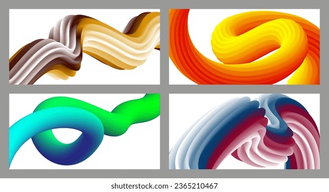 Abstract volumetric background. Cords. set of four illustrations. Toothpaste in a tube. Minimalism. Creative modern background. Cover design, wallpaper, background. eps vector.