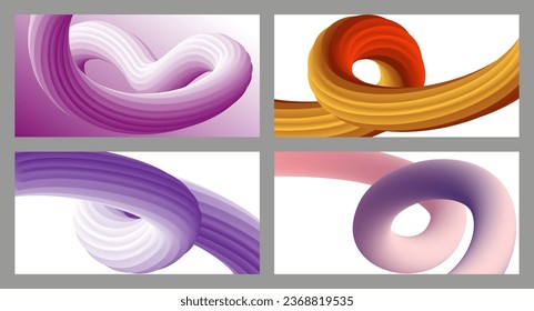 Abstract volumetric background. Cords. set of four illustrations. Toothpaste in a tube. Minimalism. Creative modern background. Cover design, wallpaper, background. eps vector.