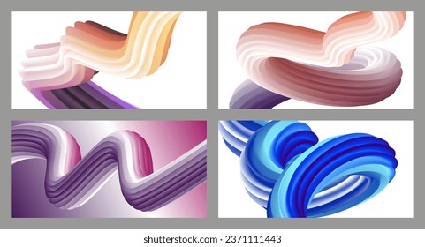 Abstract volumetric background. Cords. set of four illustrations. Toothpaste in a tube. Minimalism. Creative modern background. Cover design, wallpaper, background. eps vector.