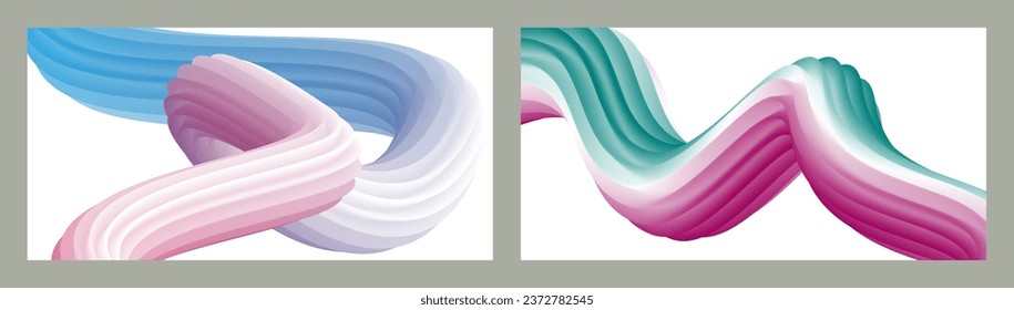 Abstract volumetric background. Cords. set of two illustrations. Toothpaste in a tube. Minimalism. Creative modern background. Cover design, wallpaper, background. eps vector.