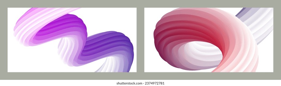 Abstract volumetric background. Cords. set of two illustrations. Toothpaste in a tube. Minimalism. Creative modern background. Cover design, wallpaper, background. eps vector.