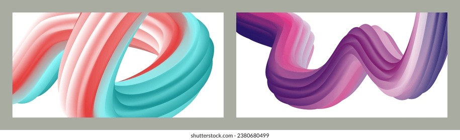 Abstract volumetric background. Cords. set of two illustrations. Toothpaste in a tube. Minimalism. Creative modern background. Cover design, wallpaper, background. eps vector.