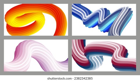 Abstract volumetric background. Cords. set of four illustrations. Toothpaste in a tube. Minimalism. Creative modern background. Cover design, wallpaper, background. eps vector.