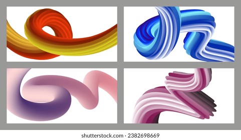 Resumen de fondo volumétrico. Cables. conjunto de cuatro ilustraciones. Pasta dental en un tubo. Minimalismo. Marco creativo y moderno. Diseño de portada, fondo de pantalla. vector eps.