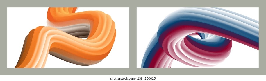 Abstract volumetric background. Cords. set of two illustrations. Toothpaste in a tube. Minimalism. Creative modern background. Cover design, wallpaper, background. eps vector.