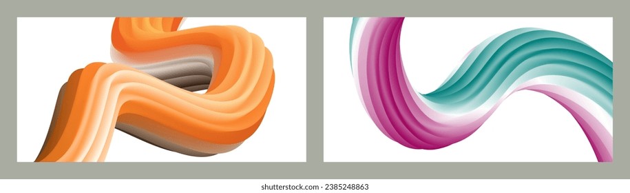 Abstract volumetric background. Cords. set of two illustrations. Toothpaste in a tube. Minimalism. Creative modern background. Cover design, wallpaper, background. eps vector.