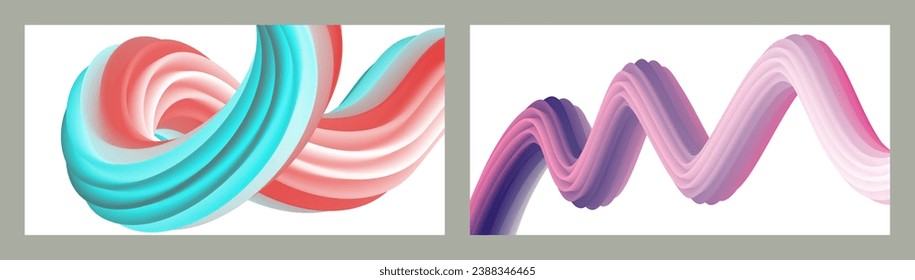 Abstrakter volumetrischer Hintergrund. Akkorde. zwei Illustrationen. Zahnpasta in einer Tube. Minimalismus. Kreativer, moderner Hintergrund. Deckendesign, Tapete, Hintergrund. eps, Vektor.