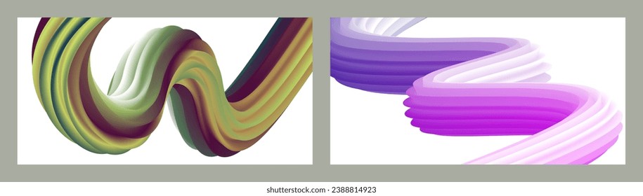 Abstract volumetric background. Cords. set of two illustrations. Toothpaste in a tube. Minimalism. Creative modern background. Cover design, wallpaper, background. eps vector.