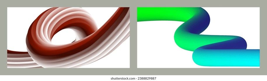 Abstract volumetric background. Cords. set of two illustrations. Toothpaste in a tube. Minimalism. Creative modern background. Cover design, wallpaper, background. eps vector.