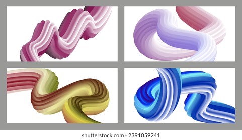 Resumen de fondo volumétrico. Cables. conjunto de cuatro ilustraciones. Pasta dental en un tubo. Minimalismo. Marco creativo y moderno. Diseño de portada, fondo de pantalla. vector eps.