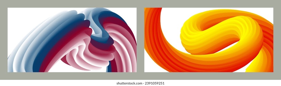 Abstract volumetric background. Cords. set of two illustrations. Toothpaste in a tube. Minimalism. Creative modern background. Cover design, wallpaper, background. eps vector.