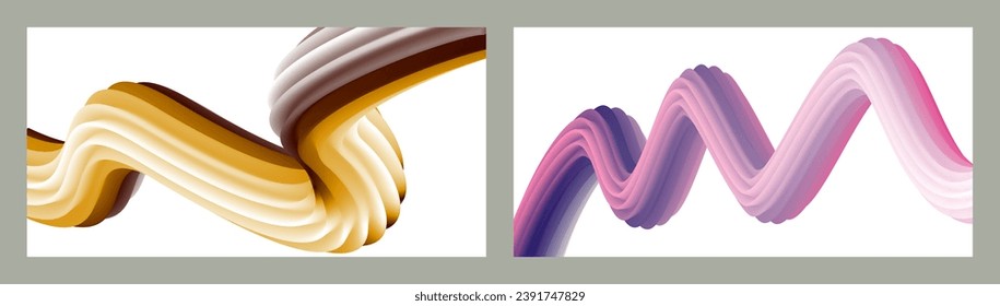 Abstract volumetric background. Cords. set of two illustrations. Toothpaste in a tube. Minimalism. Creative modern background. Cover design, wallpaper, background. eps vector.