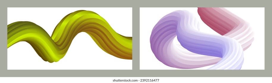 Abstract volumetric background. Cords. set of two illustrations. Toothpaste in a tube. Minimalism. Creative modern background. Cover design, wallpaper, background. eps vector.