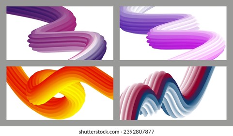 Abstract volumetric background. Cords. set of four illustrations. Toothpaste in a tube. Minimalism. Creative modern background. Cover design, wallpaper, background. eps vector.