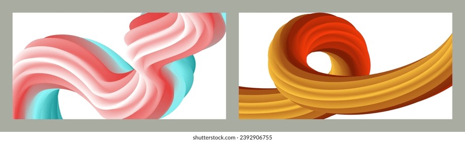 Abstract volumetric background. Cords. set of two illustrations. Toothpaste in a tube. Minimalism. Creative modern background. Cover design, wallpaper, background. eps vector.