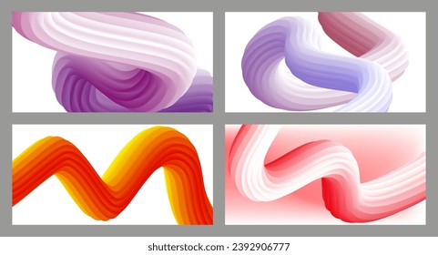 Abstract volumetric background. Cords. set of four illustrations. Toothpaste in a tube. Minimalism. Creative modern background. Cover design, wallpaper, background. eps vector.