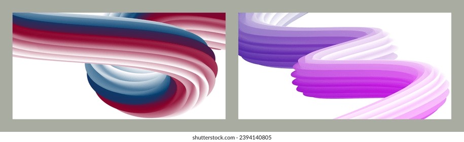 Abstract volumetric background. Cords. set of two illustrations. Toothpaste in a tube. Minimalism. Creative modern background. Cover design, wallpaper, background. eps vector.