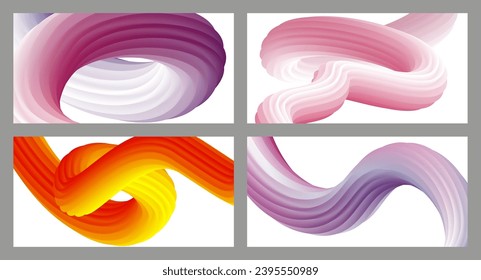 Abstract volumetric background. Cords. set of four illustrations. Toothpaste in a tube. Minimalism. Creative modern background. Cover design, wallpaper, background. eps vector.