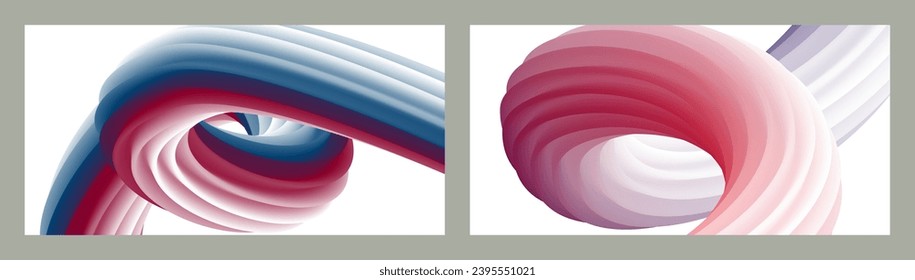 Abstract volumetric background. Cords. set of two illustrations. Toothpaste in a tube. Minimalism. Creative modern background. Cover design, wallpaper, background. eps vector.