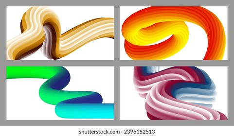 Resumen de fondo volumétrico. Cables. conjunto de cuatro ilustraciones. Pasta dental en un tubo. Minimalismo. Marco creativo y moderno. Diseño de portada, fondo de pantalla. vector eps.