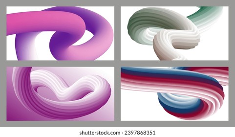 Abstract volumetric background. Cords. set of four illustrations. Toothpaste in a tube. Minimalism. Creative modern background. Cover design, wallpaper, background. eps vector.