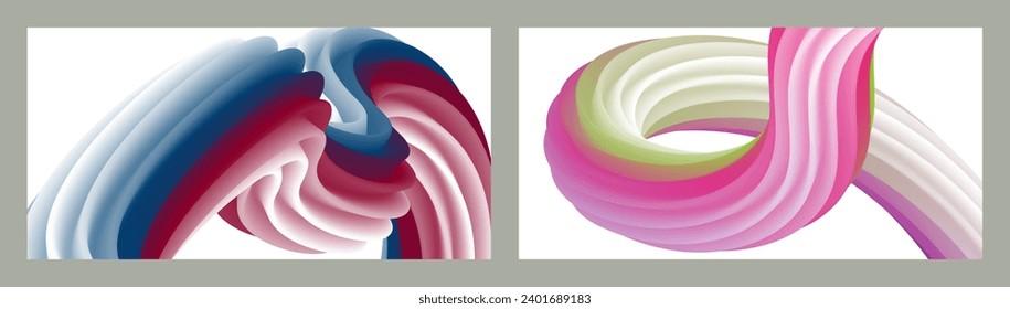 Abstract volumetric background. Cords. set of two illustrations. Toothpaste in a tube. Minimalism. Creative modern background. Cover design, wallpaper, background. eps vector.