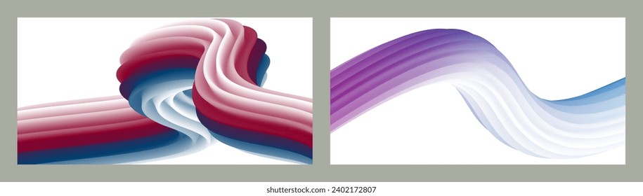 Abstract volumetric background. Cords. set of two illustrations. Toothpaste in a tube. Minimalism. Creative modern background. Cover design, wallpaper, background. eps vector.