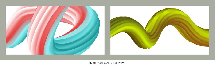 Abstrakter volumetrischer Hintergrund. Akkorde. zwei Illustrationen. Zahnpasta in einer Tube. Minimalismus. Kreativer, moderner Hintergrund. Deckendesign, Tapete, Hintergrund. eps, Vektor.