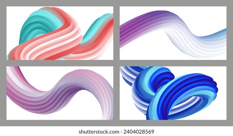Abstract volumetric background. Cords. set of four illustrations. Toothpaste in a tube. Minimalism. Creative modern background. Cover design, wallpaper, background. eps vector.