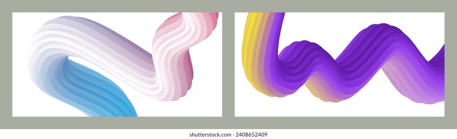 Abstract volumetric background. Cords. set of two illustrations. Toothpaste in a tube. Minimalism. Creative modern background. Cover design, wallpaper, background. eps vector.