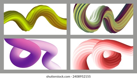 Abstract volumetric background. Cords. set of four illustrations. Toothpaste in a tube. Minimalism. Creative modern background. Cover design, wallpaper, background