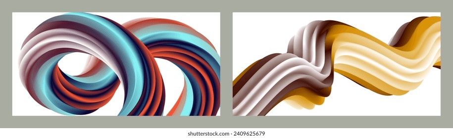 Abstract volumetric background. Cords. set of two illustrations. Toothpaste in a tube. Minimalism. Creative modern background. Cover design, wallpaper, background. eps vector.