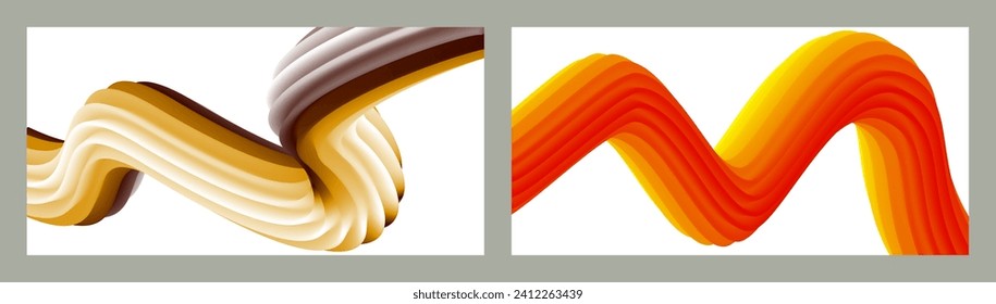 Abstract volumetric background. Cords. set of two illustrations. Toothpaste in a tube. Minimalism. Creative modern background. Cover design, wallpaper, background. eps vector.